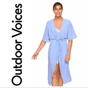 Outdoor Voices Tissue Weave Wrap Mini Dress Pale Iris XS